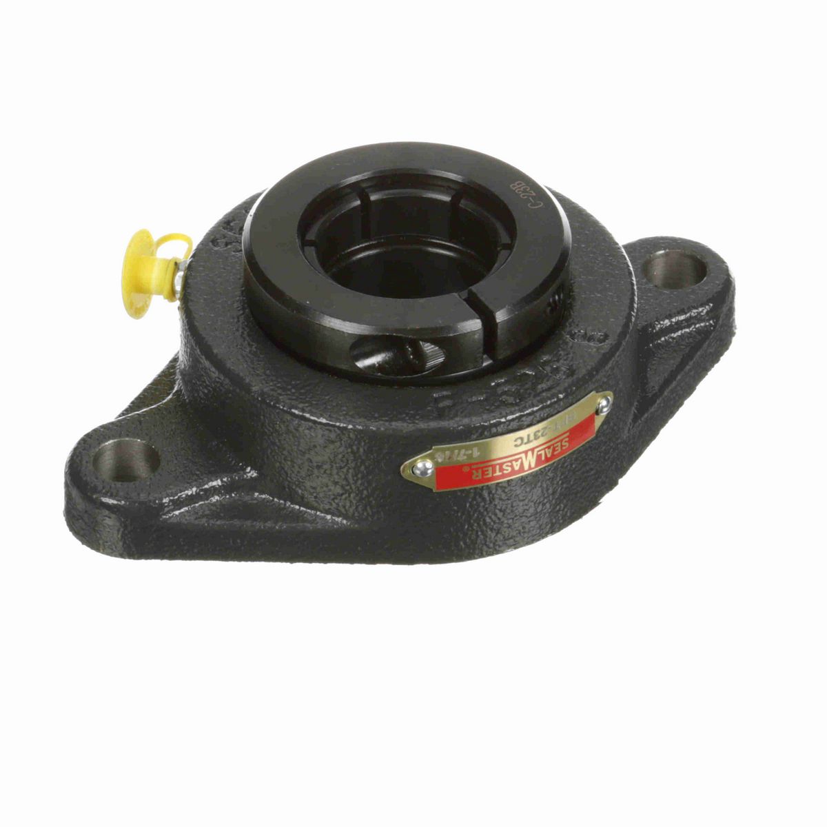 Sealmaster Mounted Cast Iron Two Bolt Flange Ball Bearing - 52100 Bearing Steel, Black Oxided - Concentric Lock - SFT-23TC