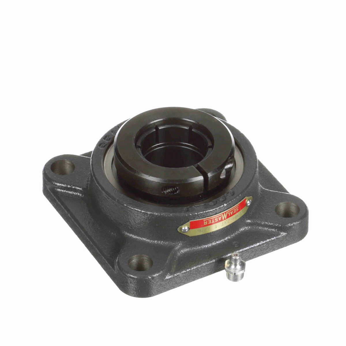 Sealmaster Mounted Cast Iron Four Bolt Flange Ball Bearing - 52100 Bearing Steel, Black Oxided - Concentric Lock - SFMH-23T