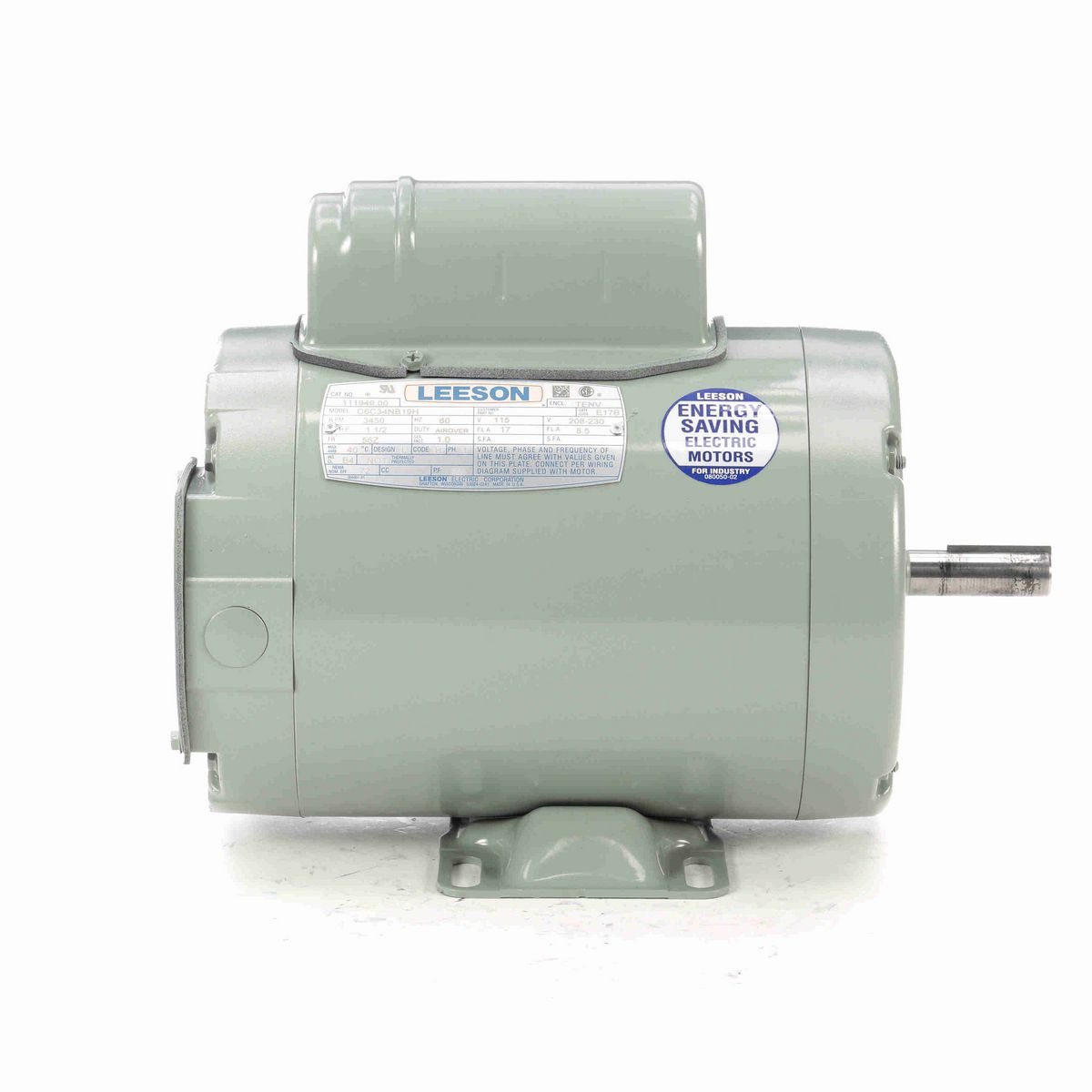 LEESON Agricultural Motor, 1.50 HP, 1 Ph, 60 Hz, 115/230 V, 3600 RPM, 56Z Frame, TEAO - 111949.00