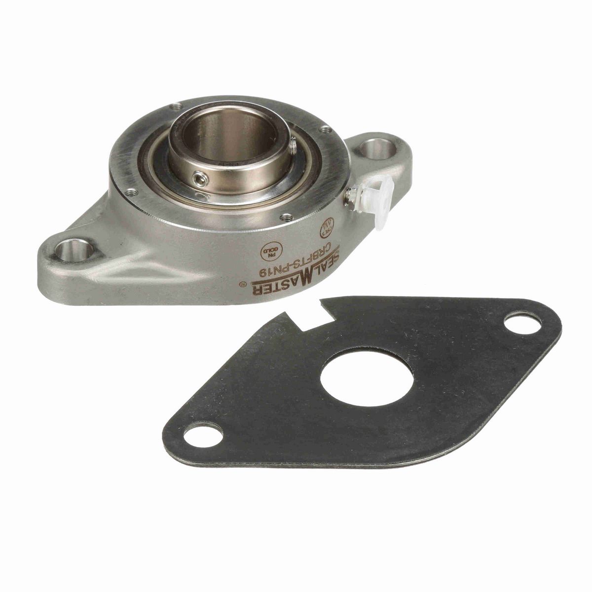Sealmaster Mounted Stainless Steel Two Bolt Flange Ball Bearing - 52100 Bearing Steel, Phosphorus Nickel Coated - Setscrew Lock - Corrosion Resistant - CRBFTS-PN19