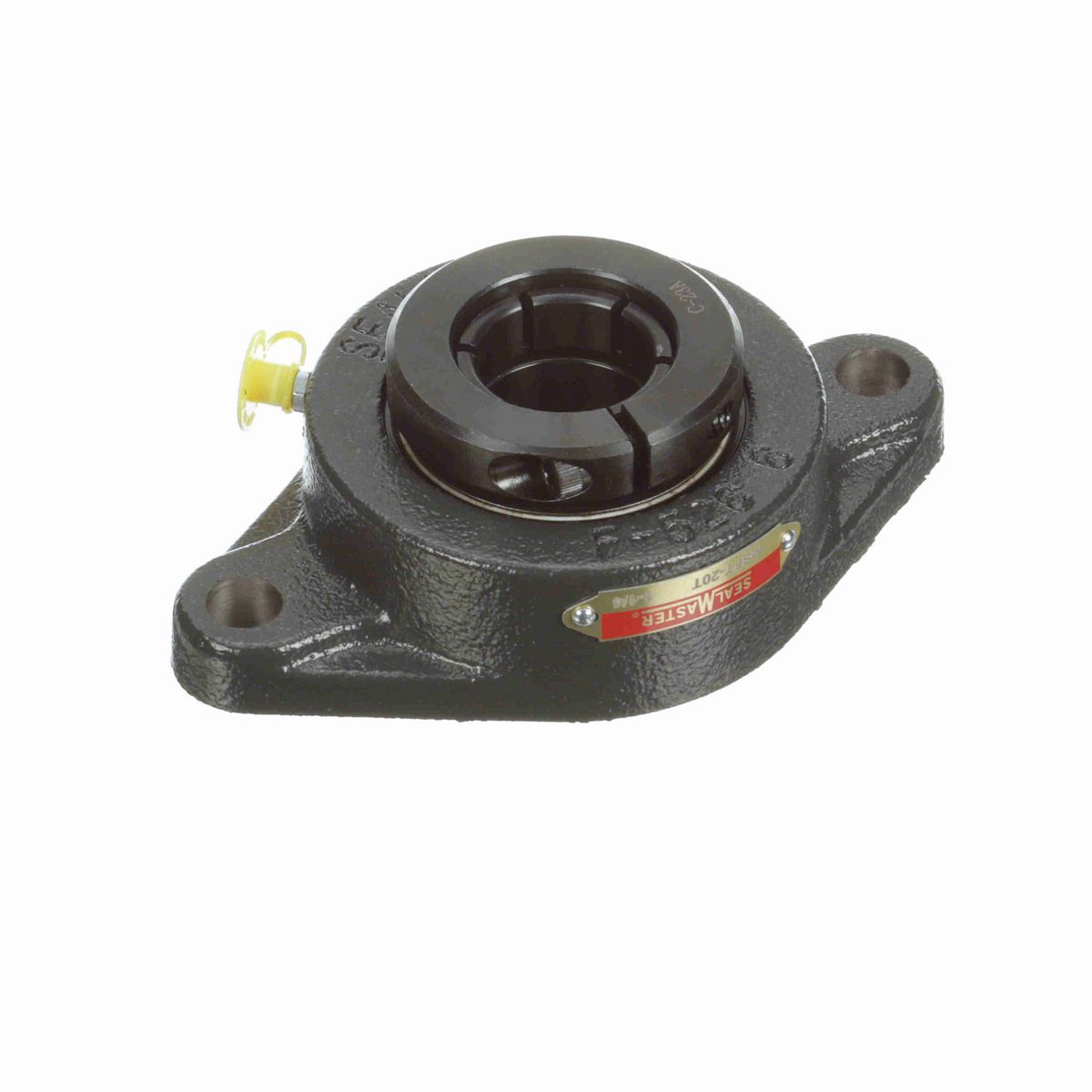 Sealmaster Mounted Cast Iron Two Bolt Flange Ball Bearing - 52100 Bearing Steel, Black Oxided - Concentric Lock - MSFT-20T