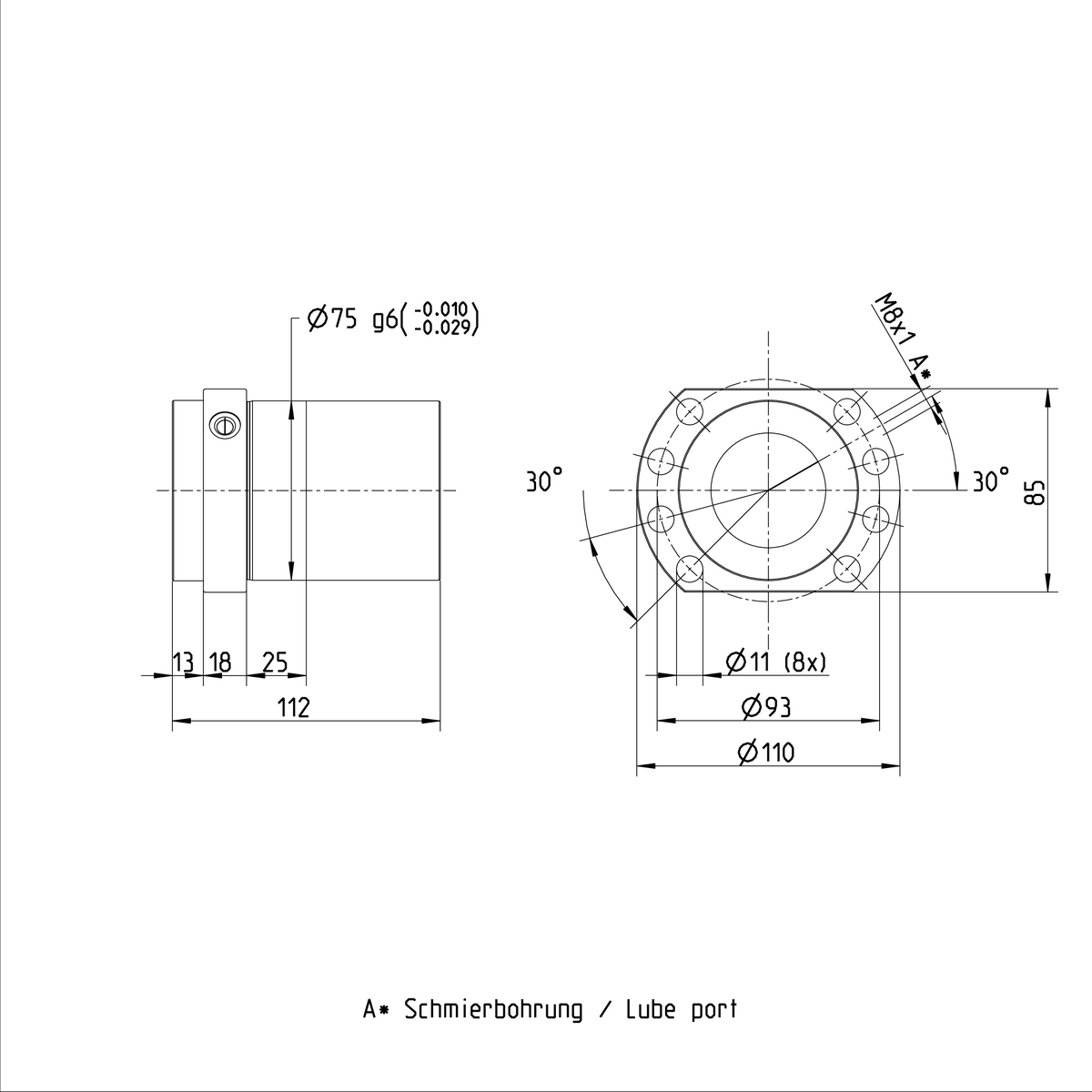 Одинарная гайка с фланцем Bosch Rexroth FED-E-B 50X20RX6,5-4X2 [R151257032]