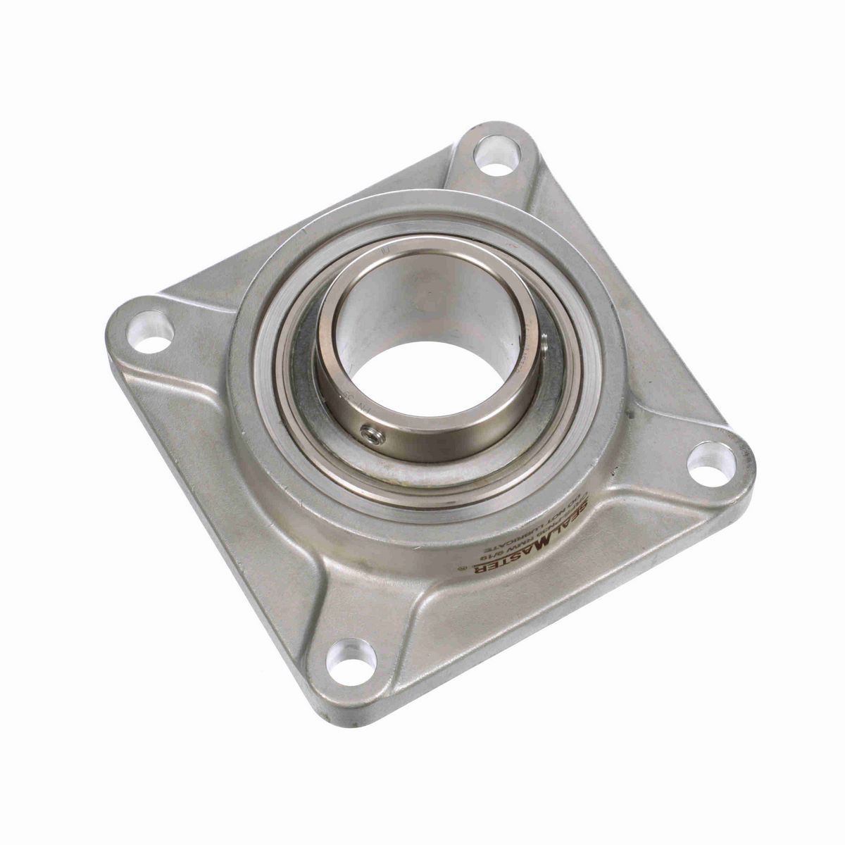 Sealmaster Mounted Stainless Steel Four Bolt Flange Ball Bearing - 52100 Bearing Steel, Phosphorus Nickel Coated - Setscrew Lock - Corrosion Resistant - Reduced Maintenance - Lubed for Life - CRFS-PN39 RMW