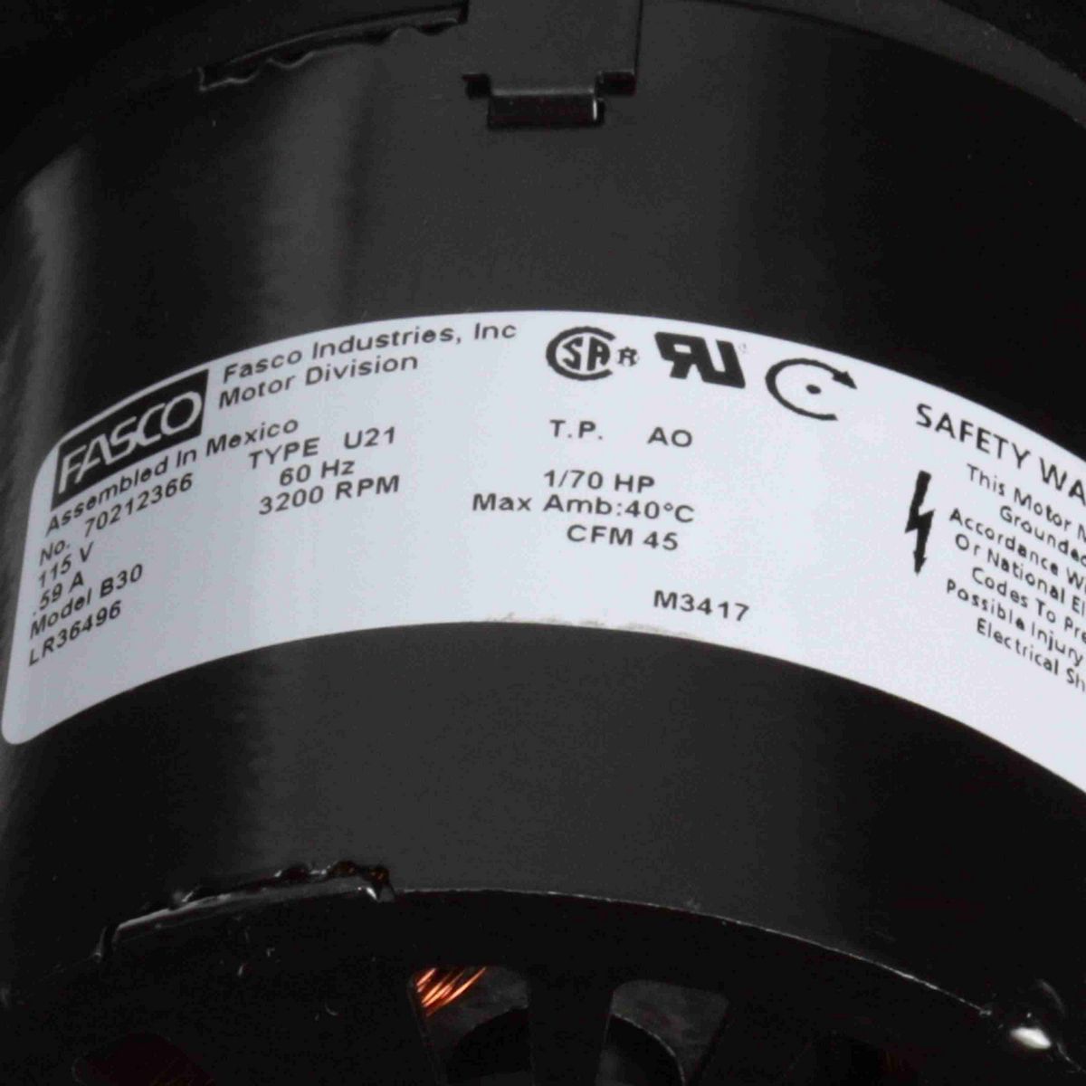 FASCO Rectangular Outlet Shaded Pole Centrifugal Blower, 115 Volts, Flange: Yes - B30