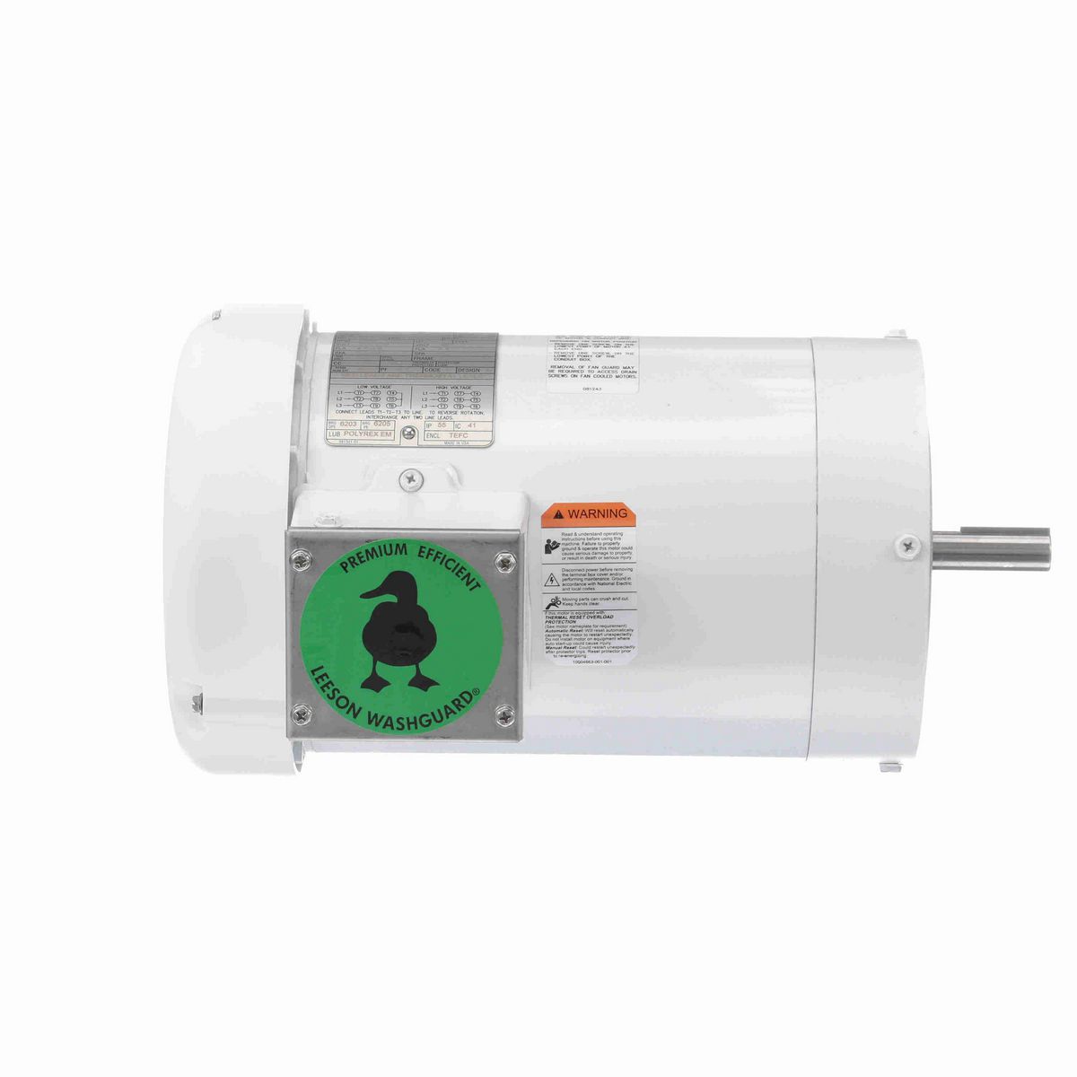 LEESON White Duck™ General Purpose Motor, 1.50 HP, 3 Ph, 60 Hz, 230/460 V, 1800 RPM, 56C Frame, TEFC - 119469.00