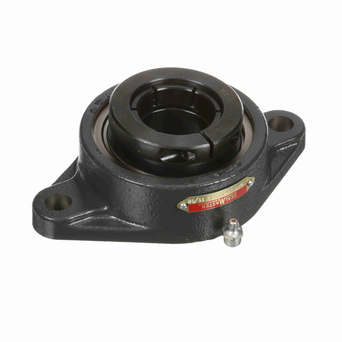 Sealmaster Mounted Cast Iron Two Bolt Flange Ball Bearing - 52100 Bearing Steel, Black Oxided - Concentric Lock - SFTMH-27T