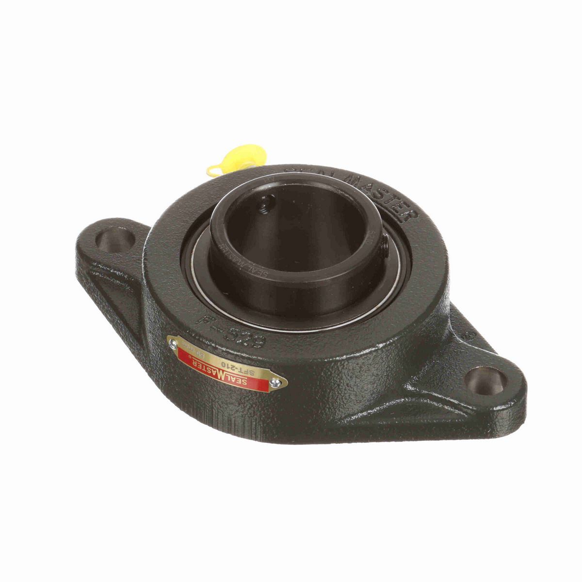 Sealmaster Mounted Cast Iron Two Bolt Flange Ball Bearing - 52100 Bearing Steel, Black Oxided - Setscrew Lock - SFT-210