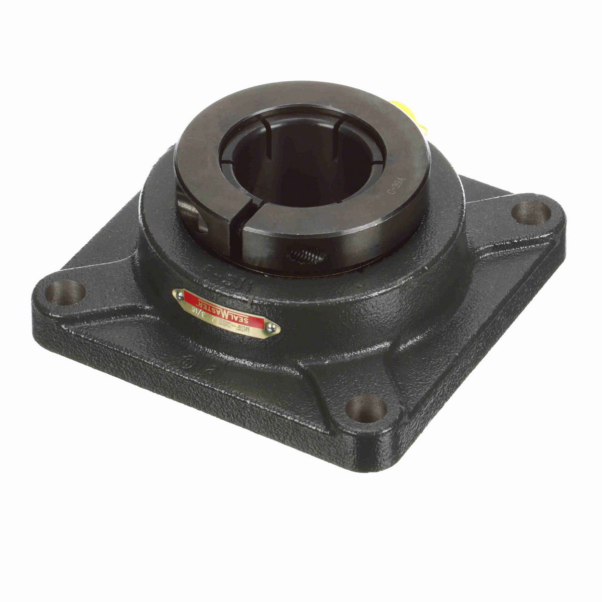 Sealmaster Mounted Cast Iron Four Bolt Flange Ball Bearing - 52100 Bearing Steel, Black Oxided - Concentric Lock - MSF-35T