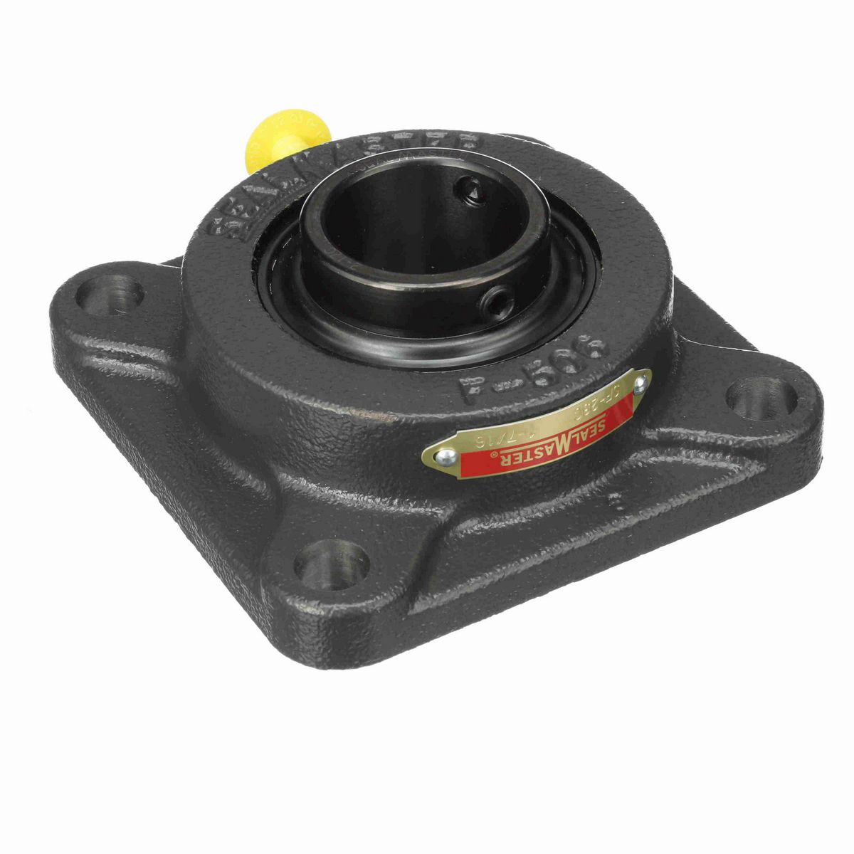 Sealmaster Mounted Cast Iron Four Bolt Flange Ball Bearing - 52100 Bearing Steel, Black Oxided - Setscrew Lock - SF-21C