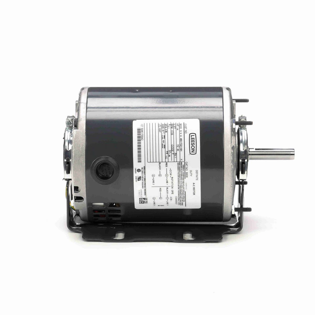 LEESON Fan and Blower Motor, 0.25 HP, 1 Ph, 60 Hz, 277 V, 1800 RPM, 48Z Frame, DP - B606