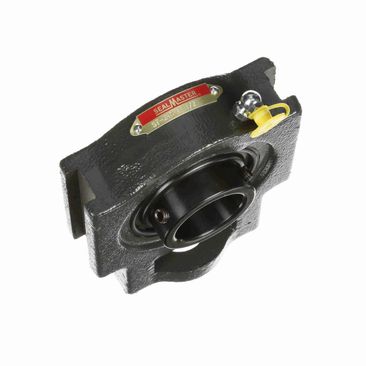 Sealmaster Mounted Cast Iron Wide Slot Take Up Ball Bearing - 52100 Bearing Steel, Black Oxided - Setscrew Lock - ST-24C
