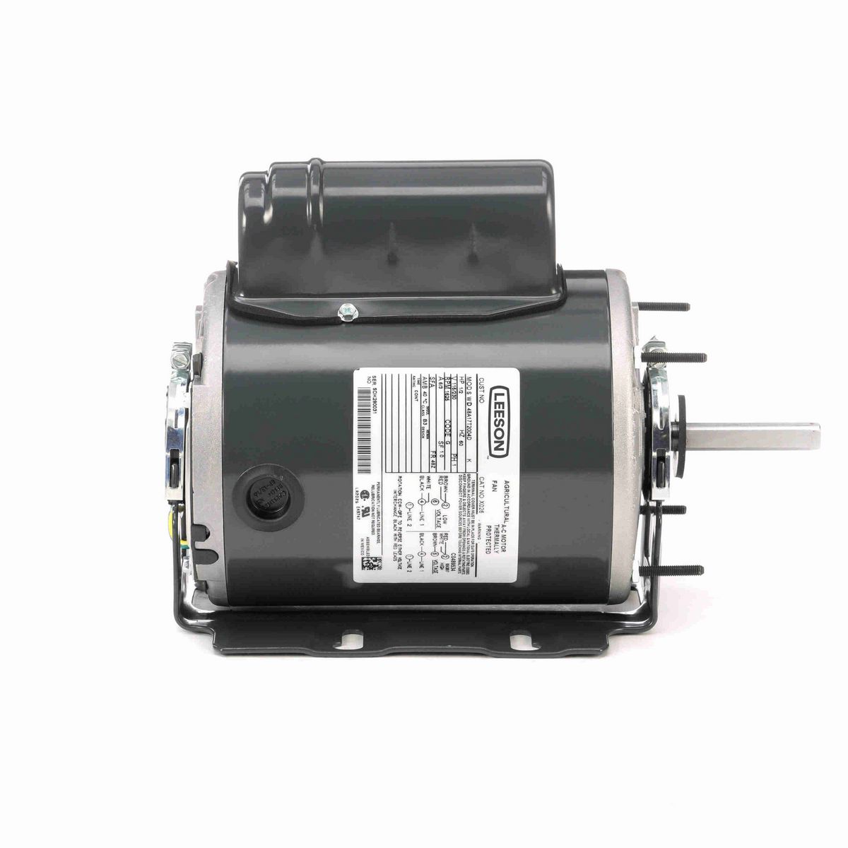 LEESON General Purpose Farm Duty Motor, 0.50 HP, 1 Ph, 60 Hz, 115/230 V, 1800 RPM, 48Z Frame, TEAO - X026