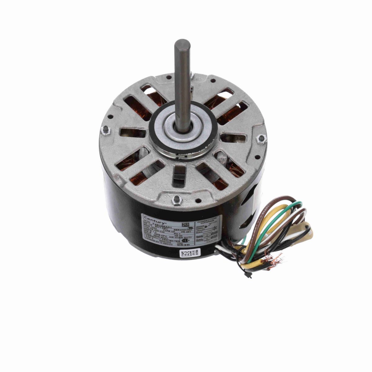 Century Fan and Blower Motor, 1/6 HP, 1 Ph, 60 Hz, 208-230 V, 1625 RPM, 1 Speed, 48 Frame, SEMI ENCL - 9645