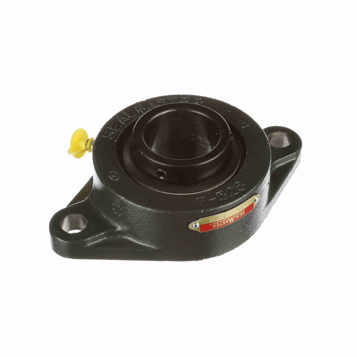 Sealmaster Mounted Cast Iron Two Bolt Flange Ball Bearing - 52100 Bearing Steel, Black Oxided - Setscrew Lock - SFT-28