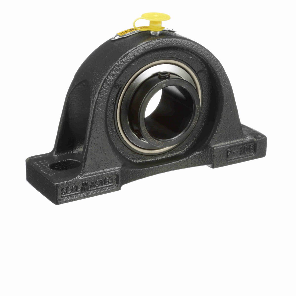 Sealmaster Mounted Cast Iron Two Bolt Pillow Block Ball Bearing - 52100 Bearing Steel, Black Oxided - Setscrew Lock - High Contamination - NP-23 DRT