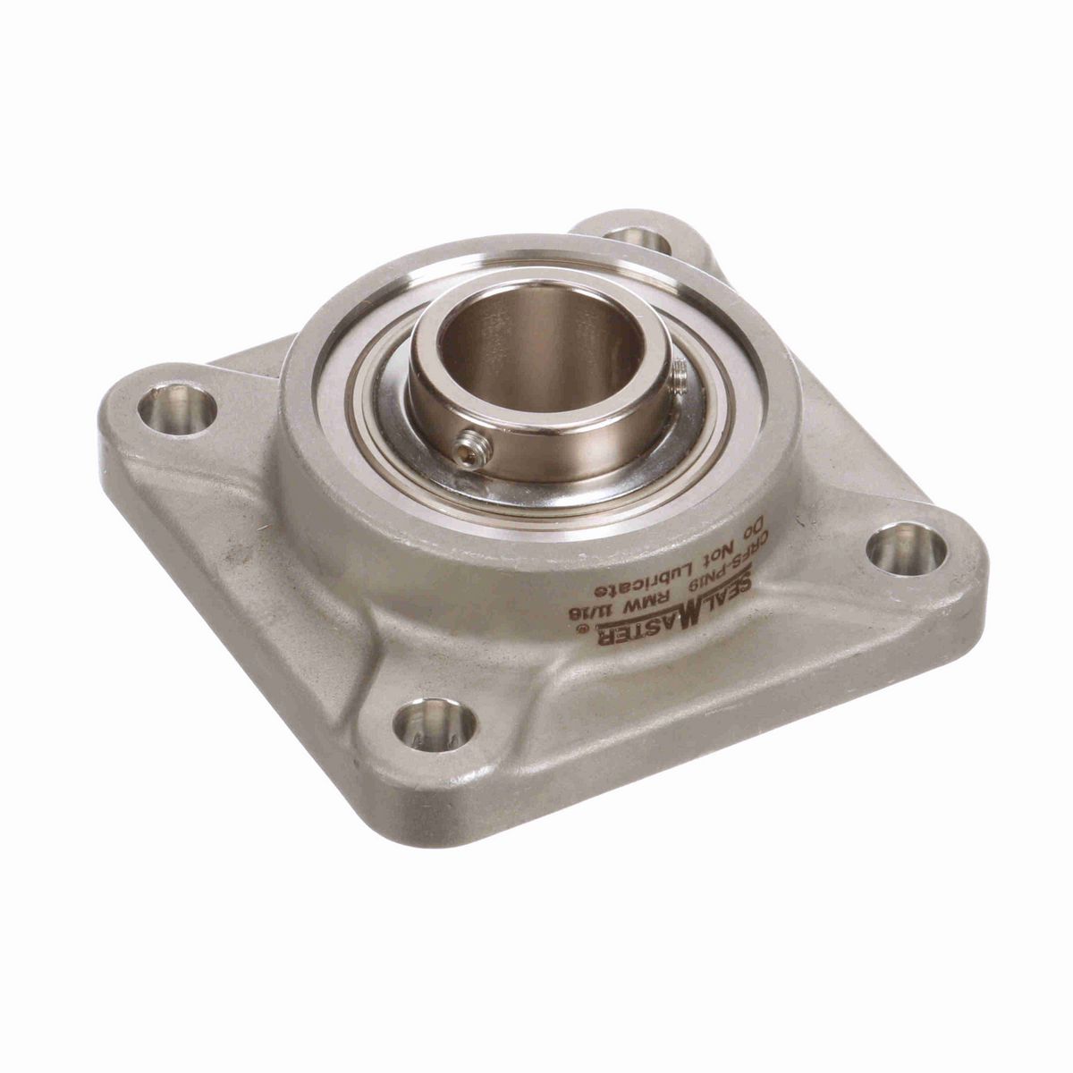 Sealmaster Mounted Stainless Steel Four Bolt Flange Ball Bearing - 52100 Bearing Steel, Phosphorus Nickel Coated - Setscrew Lock - Corrosion Resistant - Reduced Maintenance - Lubed for Life - CRFS-PN19 RMW
