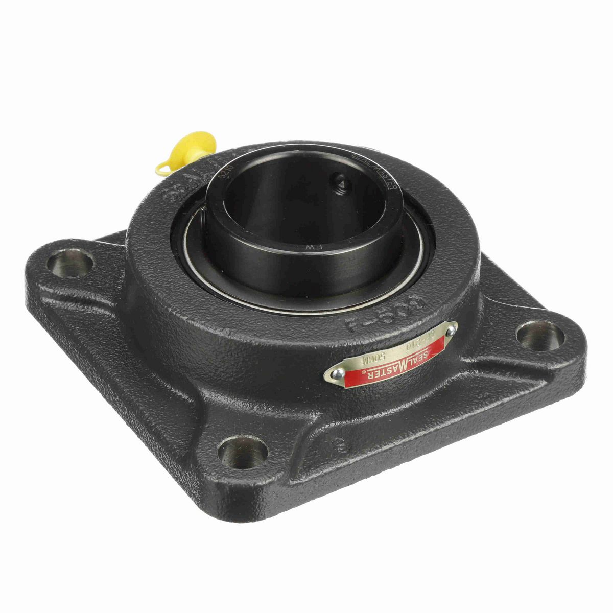 Sealmaster Mounted Cast Iron Four Bolt Flange Ball Bearing - 52100 Bearing Steel, Black Oxided - Setscrew Lock - SF-210