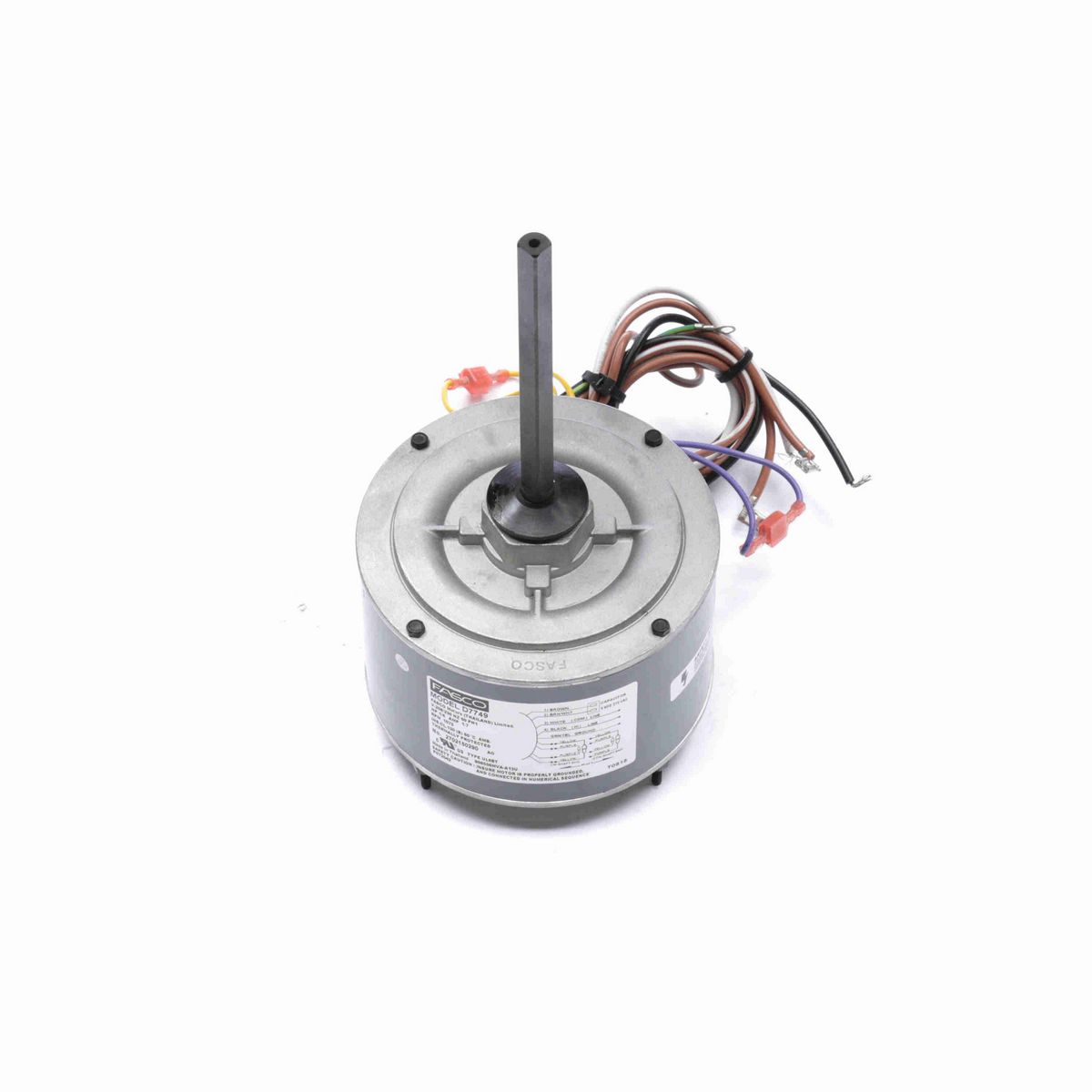 FASCO Condenser Fan Motor, 1/4 HP, 1 Ph, 60 Hz, 208-230 V, 1075 RPM, 1 Speed, 48 Frame, ODP - D7749