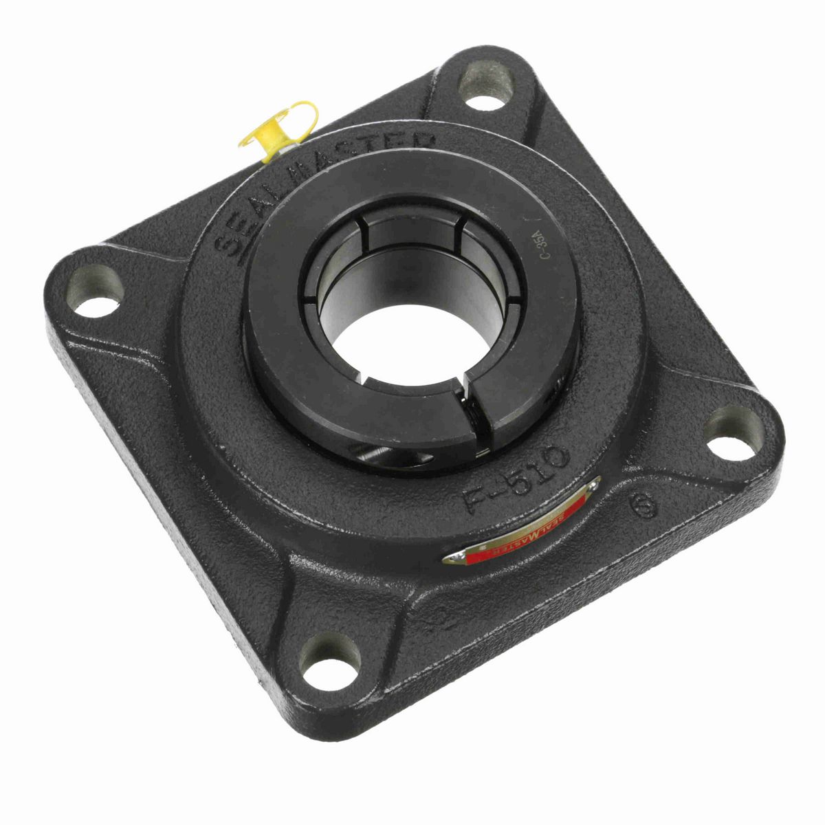 Sealmaster Mounted Cast Iron Four Bolt Flange Ball Bearing - 52100 Bearing Steel, Black Oxided - Concentric Lock - MSF-32T