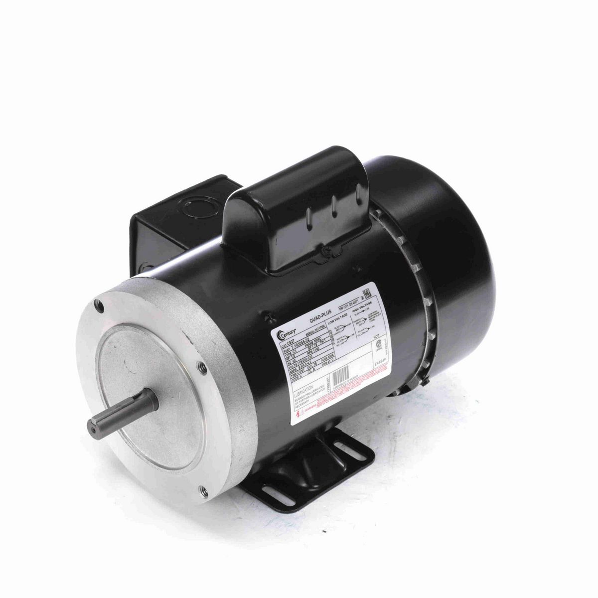 Century General Purpose Motor, 1/2 HP, 1 Ph, 60 Hz, 115/208-230 V, 1200 RPM, M56C Frame, TEFC - C827