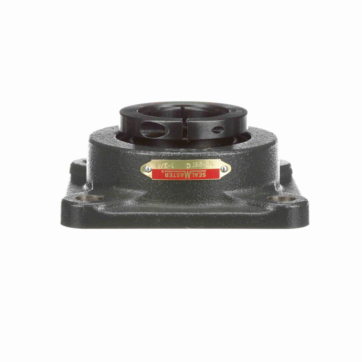 Sealmaster Mounted Cast Iron Four Bolt Flange Ball Bearing - 52100 Bearing Steel, Black Oxided - Concentric Lock - SF-28TC