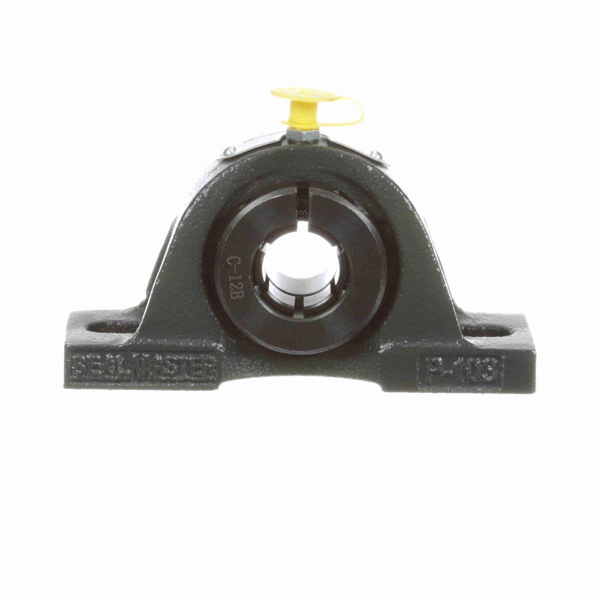 Sealmaster Mounted Cast Iron Two Bolt Pillow Block Ball Bearing - 52100 Bearing Steel, Black Oxided - Concentric Lock - NP-204TMC