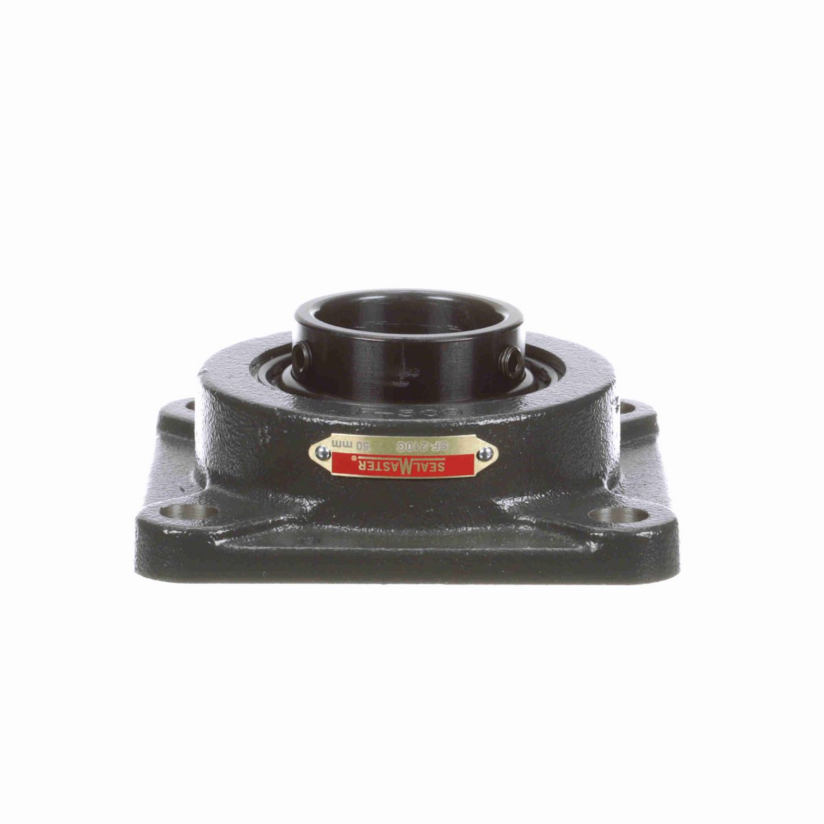 Sealmaster Mounted Cast Iron Four Bolt Flange Ball Bearing - 52100 Bearing Steel, Black Oxided - Setscrew Lock - SF-210C
