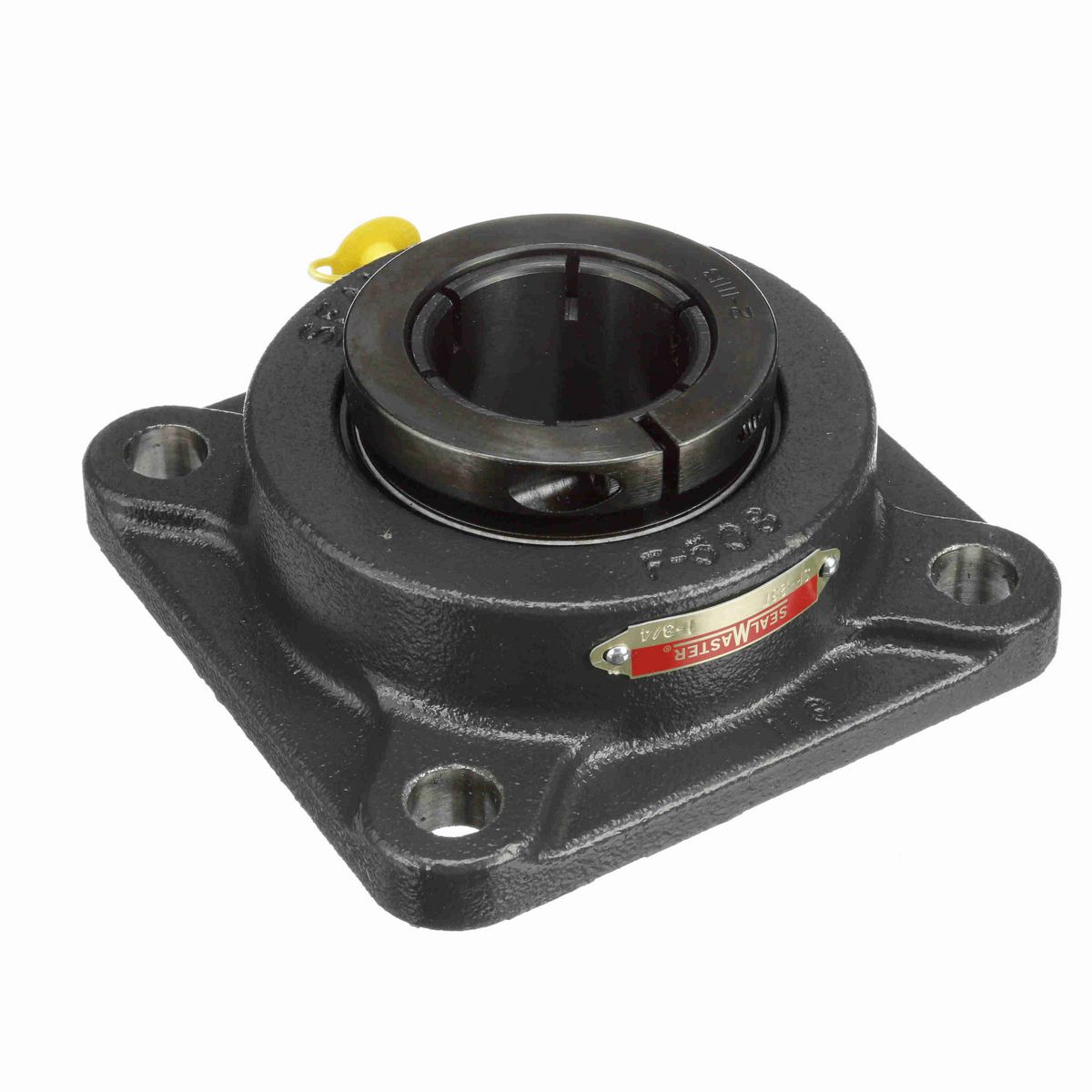 Sealmaster Mounted Cast Iron Four Bolt Flange Ball Bearing - 52100 Bearing Steel, Black Oxided - Concentric Lock - SF-28T