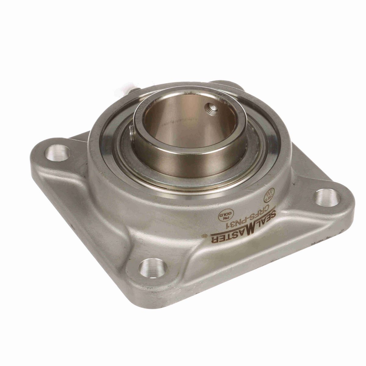 Sealmaster Mounted Stainless Steel Four Bolt Flange Ball Bearing - 52100 Bearing Steel, Phosphorus Nickel Coated - Setscrew Lock - Corrosion Resistant - CRFS-PN31