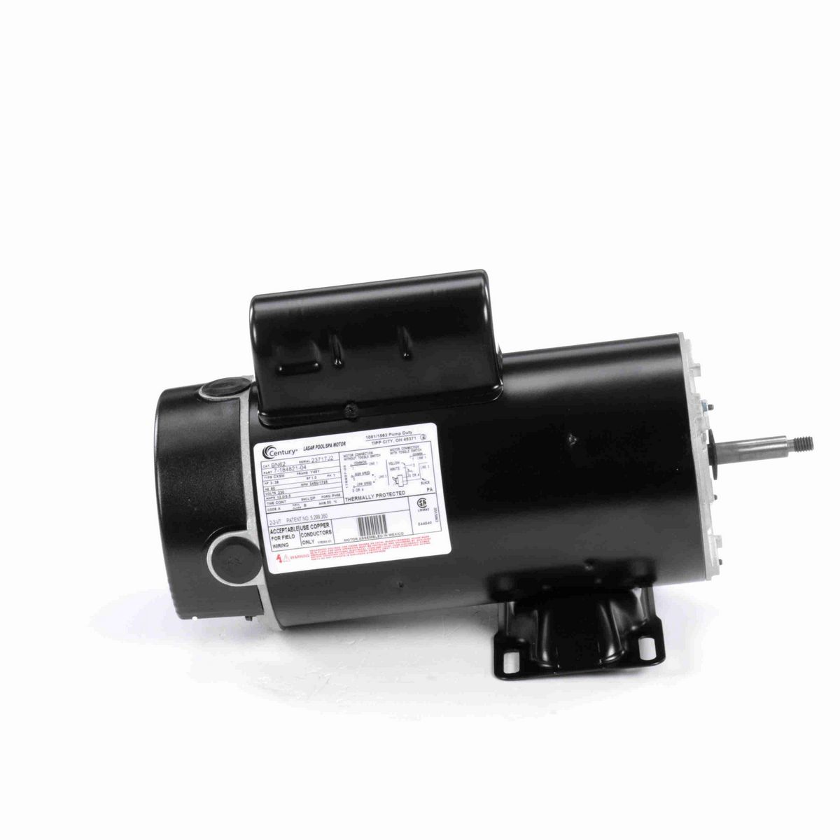 Century Pool Pump Motor, 3-.38 HP, 1 Ph, 60 Hz, 230 V, 3600 RPM, Y48Y Frame, DP - BN62