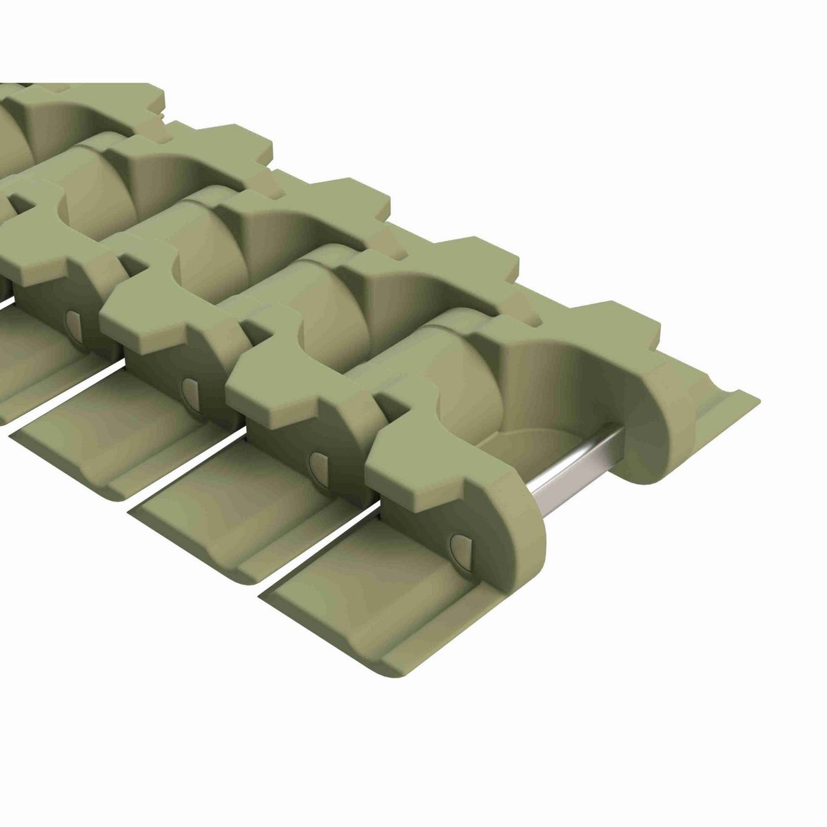 Rexnord 882TAB Side-flexing Solid Top, Material: Green Abrasion Resistant Polyamide, Width: 4.5in, Pitch: 1.5in - 81430511