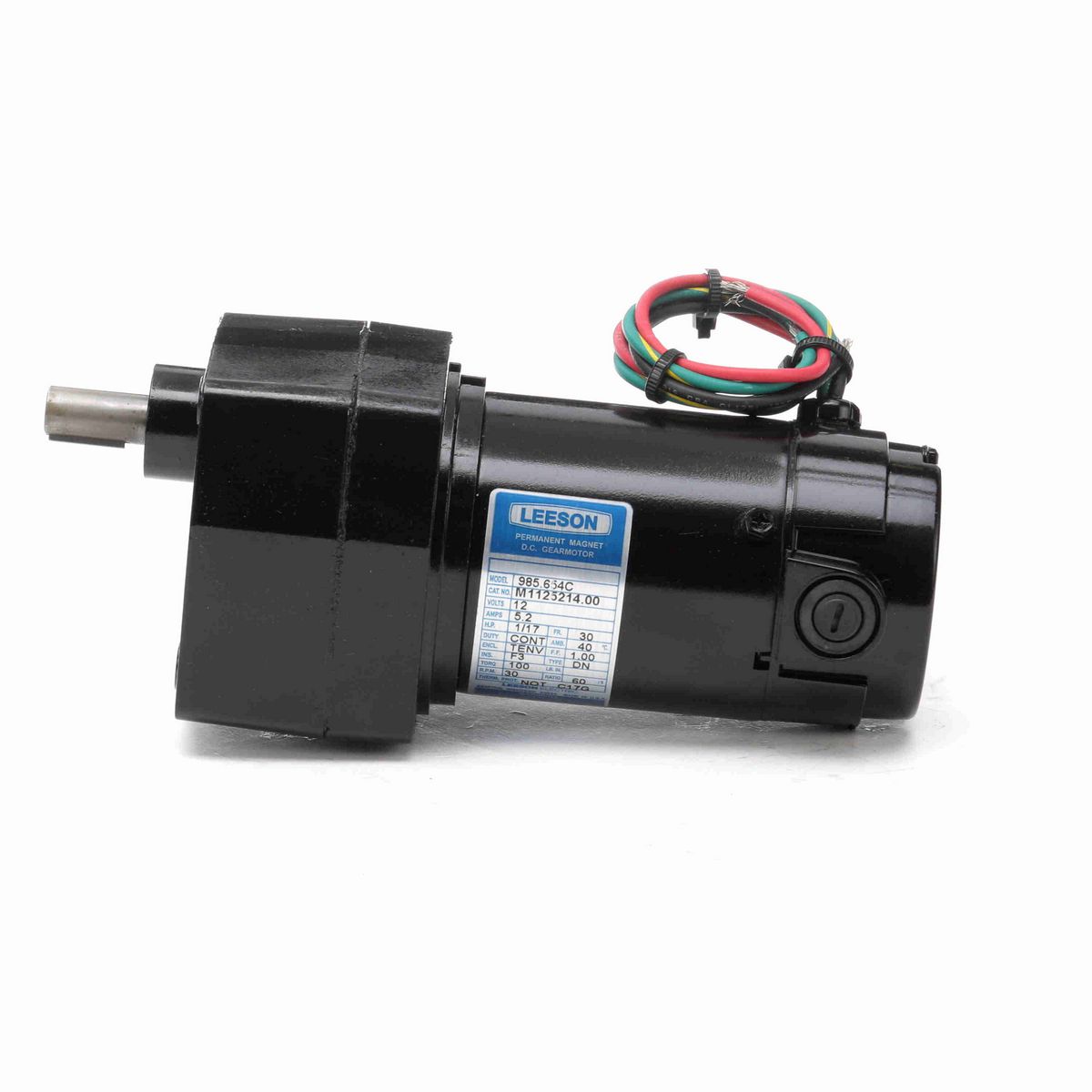 LEESON Parallel Shaft Gearmotor, 0.06 HP, 12 V, 30 RPM, 30 Frame, TENV - M1125214.00