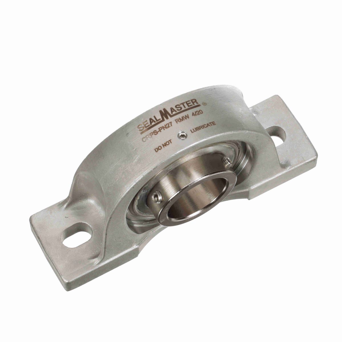 Sealmaster Mounted Stainless Steel Two Bolt Pillow Block Ball Bearing - 52100 Bearing Steel, Phosphorus Nickel Coated - Setscrew Lock - Corrosion Resistant - Reduced Maintenance - Lubed for Life - CRPS-PN27 RMW