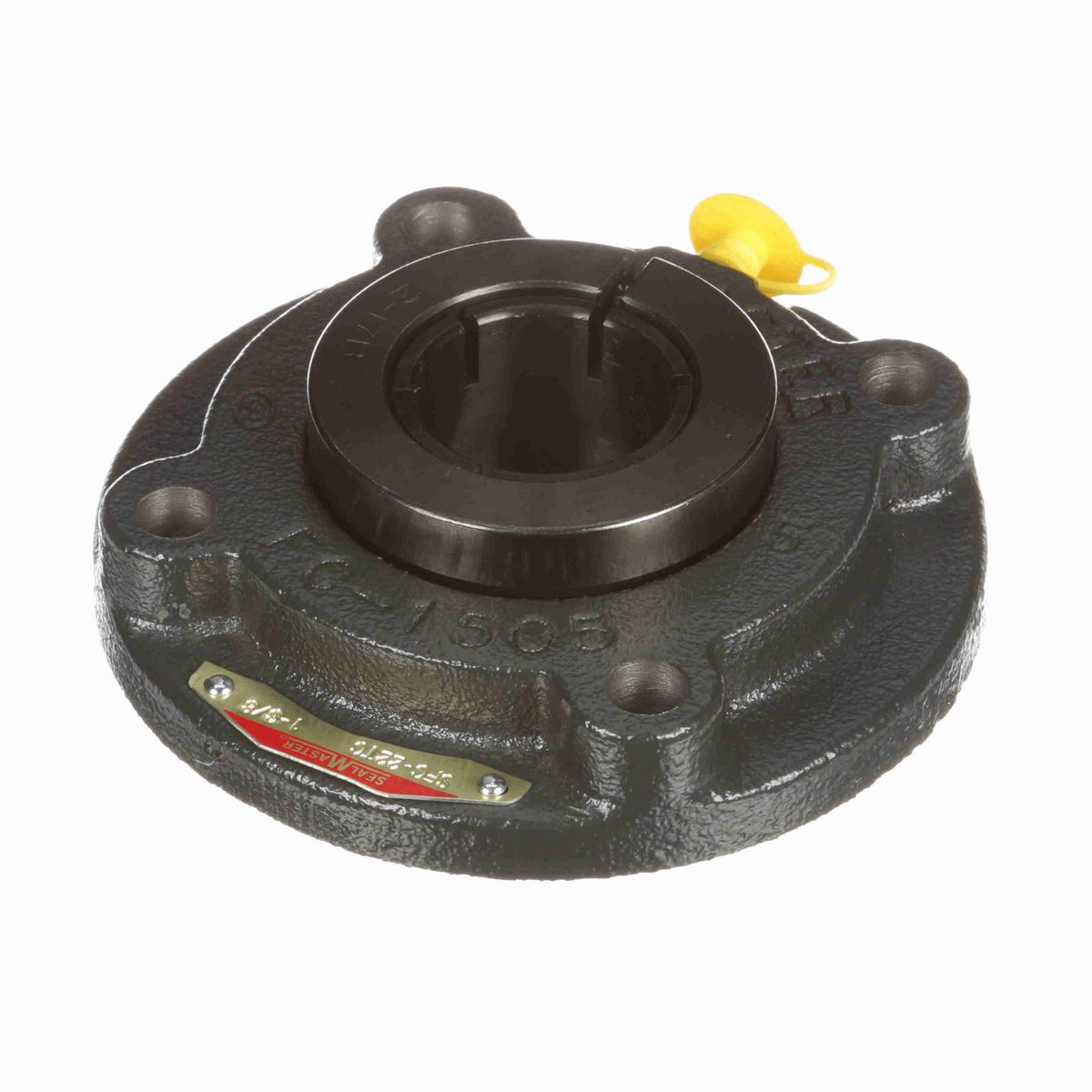 Sealmaster Mounted Cast Iron Flange Cartridge Ball Bearing - 52100 Bearing Steel, Black Oxided - Concentric Lock - SFC-22TC