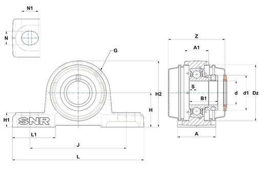 Фланцевый подшипниковый узел SNR ESP202T20CCE