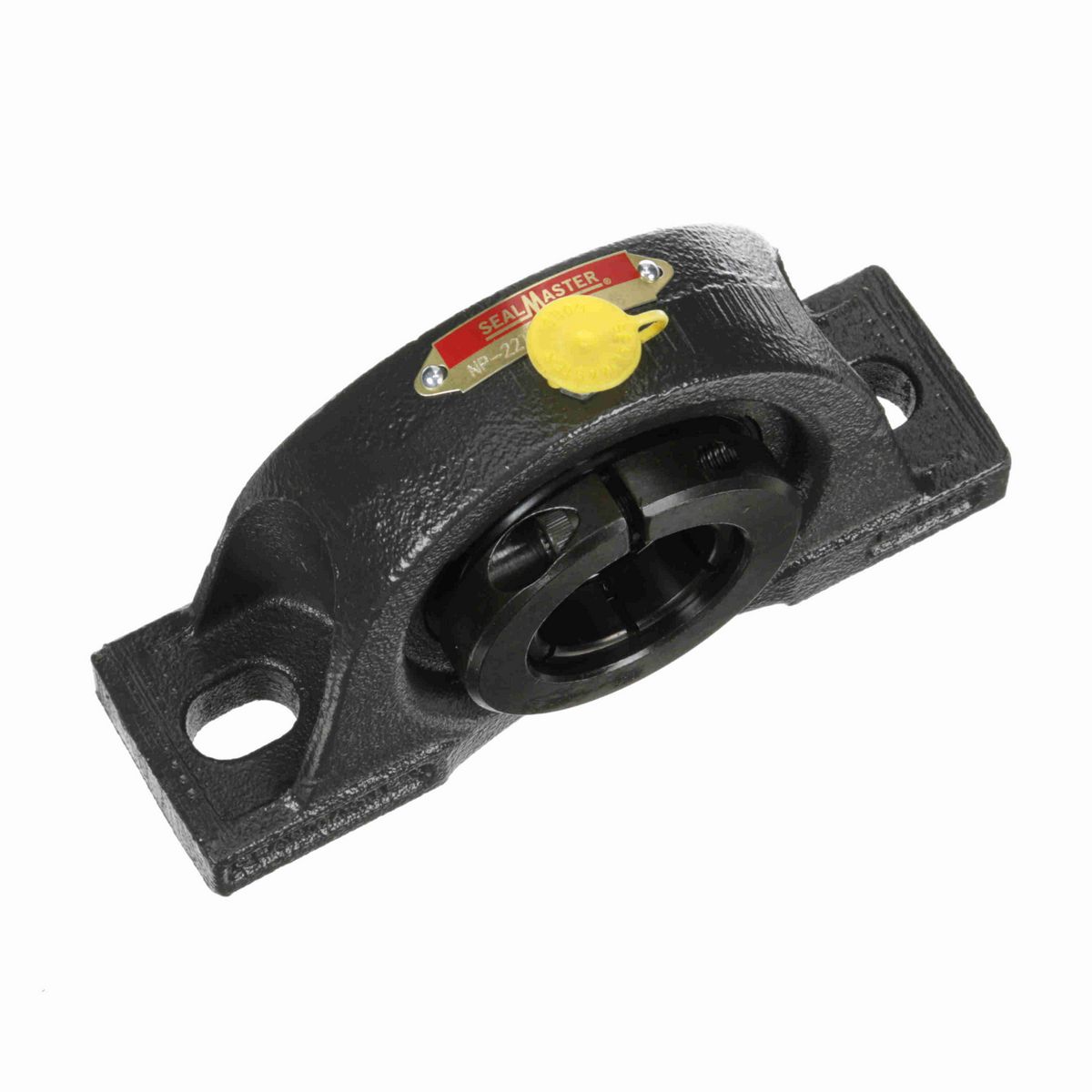 Sealmaster Mounted Cast Iron Two Bolt Pillow Block Ball Bearing - 52100 Bearing Steel, Black Oxided - Concentric Lock - NP-22TC