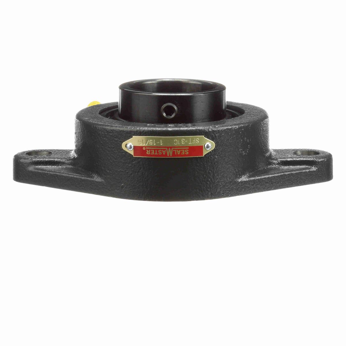 Sealmaster Mounted Cast Iron Two Bolt Flange Ball Bearing - 52100 Bearing Steel, Black Oxided - Setscrew Lock - SFT-31C