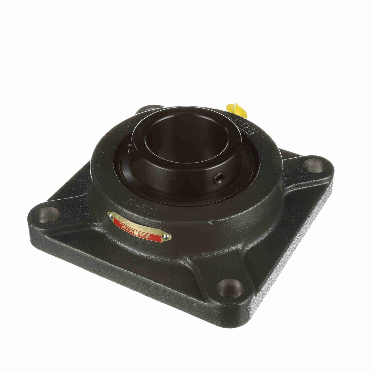 Sealmaster Mounted Cast Iron Four Bolt Flange Ball Bearing - 52100 Bearing Steel, Black Oxided - Setscrew Lock - MSF-35