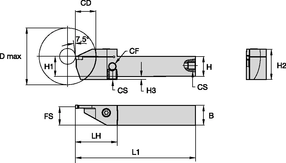 Grooving, and Cut-Off - Square Shank Kennametal Beyond Evolution - Integral Toolholder - Reinforced - Through Coolant - Inch [5980911]
