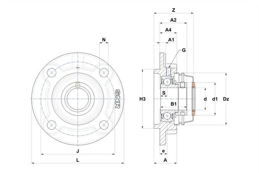 Фланцевый подшипниковый узел SNR ESFC207T20CCE