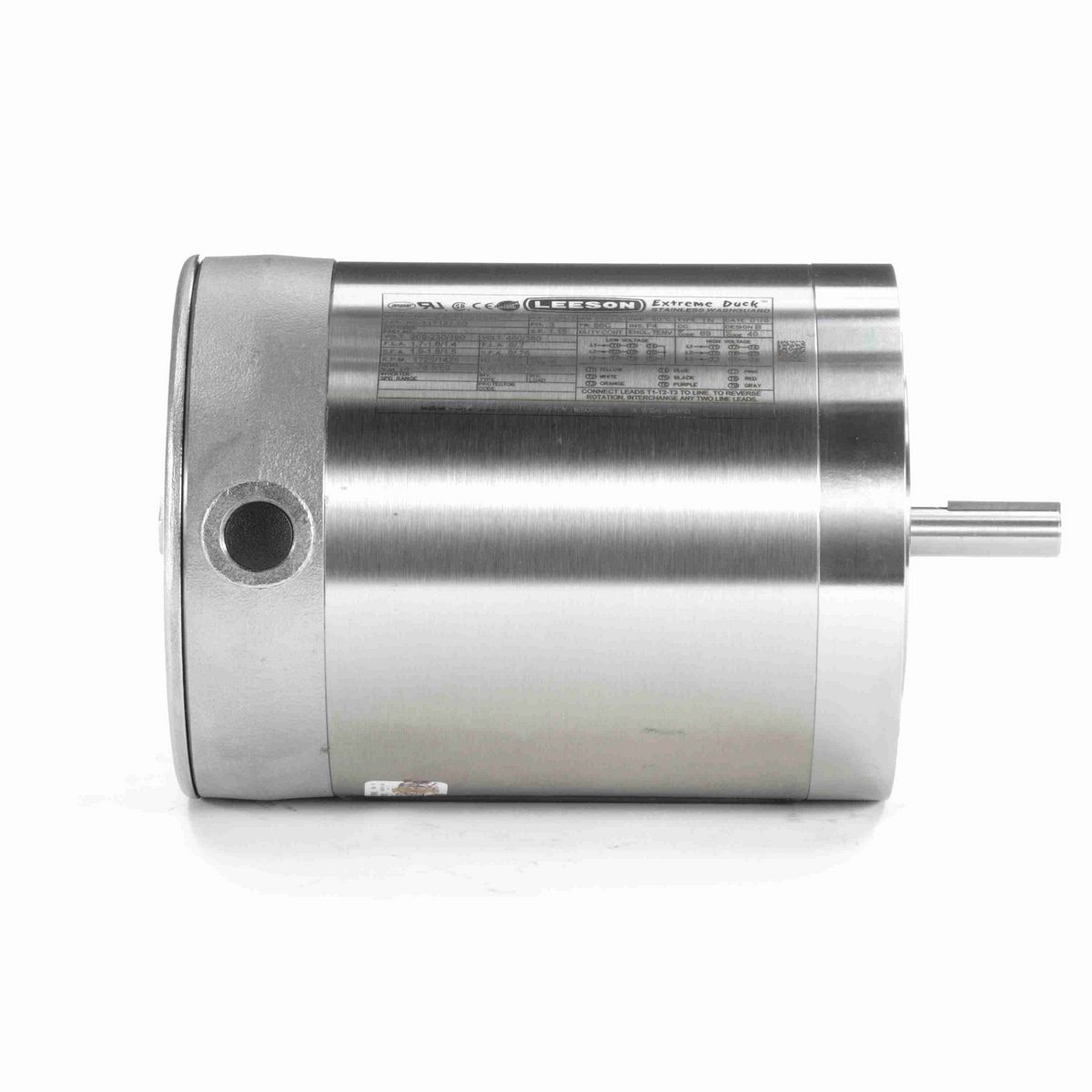 LEESON Extreme Duck® Ultra General Purpose Motor, 0.50 & 0.33 HP, 3 Ph, 60 & 50 Hz, 230/460 & 190/380 V, 1800 & 1500 RPM, 56C Frame, TENV - 117127.00