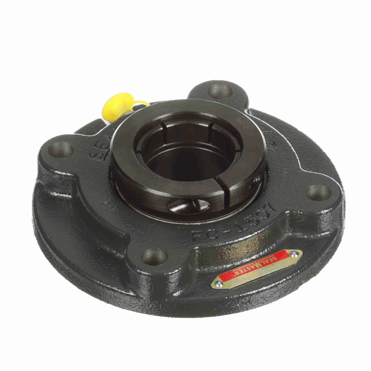 Sealmaster Mounted Cast Iron Flange Cartridge Ball Bearing - 52100 Bearing Steel, Black Oxided - Concentric Lock - SFC-28TC