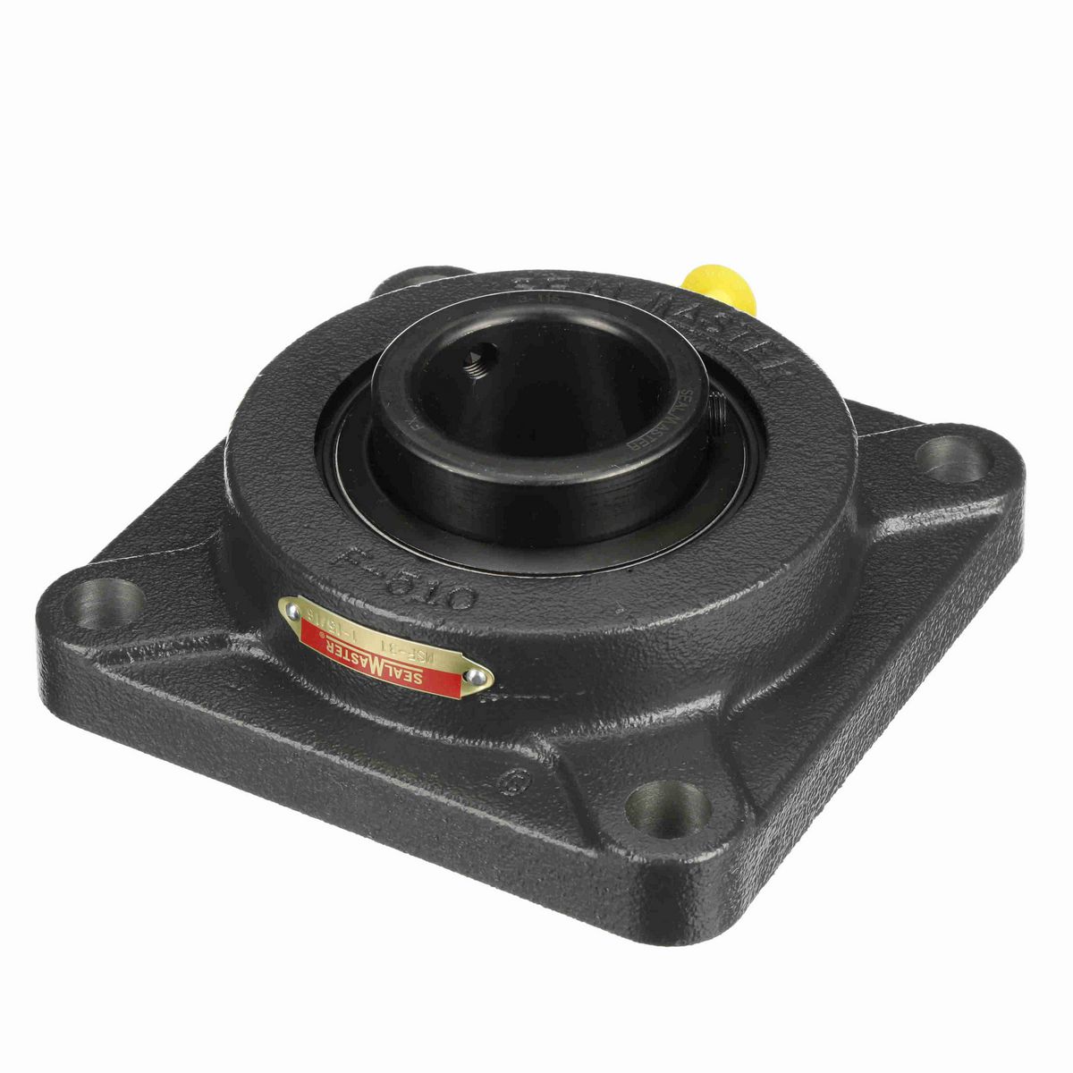Sealmaster Mounted Cast Iron Four Bolt Flange Ball Bearing - 52100 Bearing Steel, Black Oxided - Setscrew Lock - MSF-31