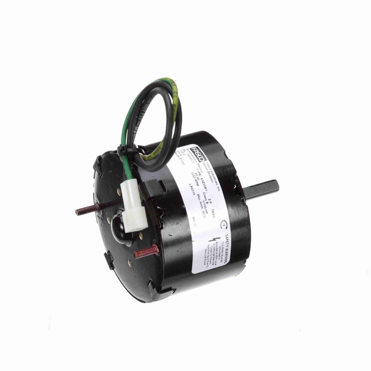 FASCO OEM Replacement Motor, 1/100 HP, 1 Ph, 60 Hz, 115 V, 1550 RPM, 1 Speed, 3.3" Diameter, TEAO - D1160