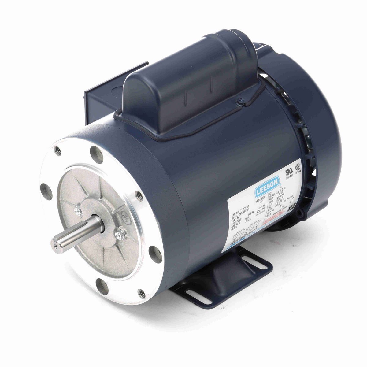 LEESON General Purpose Motor, 0.75 HP, 1 Ph, 60 Hz, 115/230 V, 3600 RPM, 56C Frame, TEFC - 112135.00