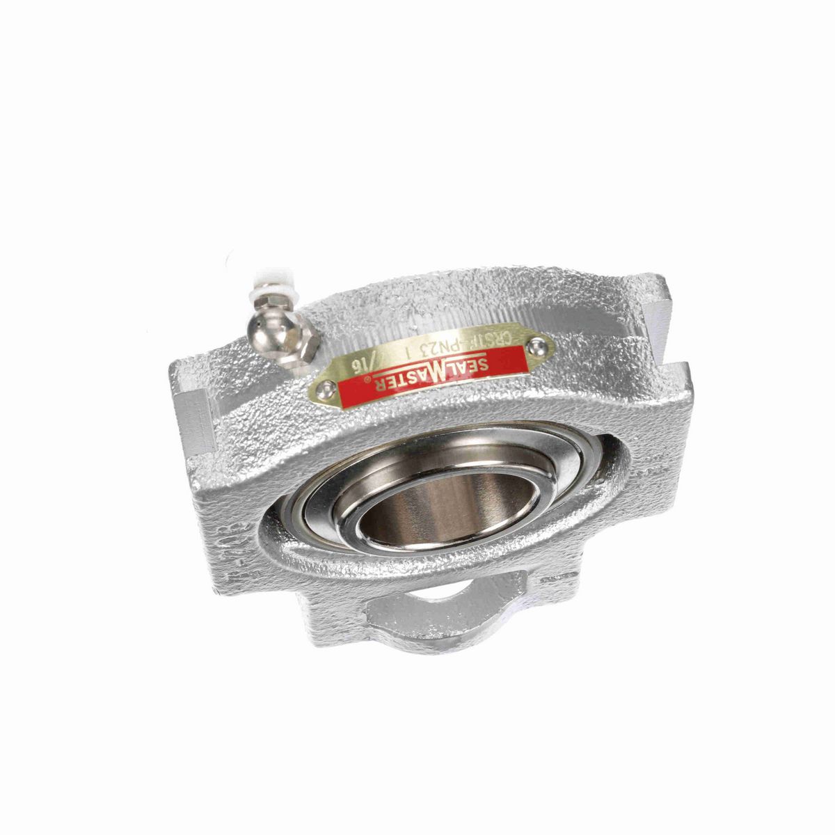 Sealmaster Mounted Flouropolymer Coated Cast Iron Wide Slot Take Up Ball Bearing - 52100 Bearing Steel, Phosphorus Nickel Coated - Setscrew Lock - Corrosion Resistant - CRSTF-PN23