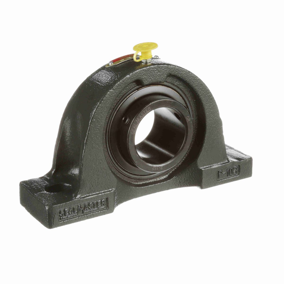 Sealmaster Mounted Cast Iron Two Bolt Pillow Block Ball Bearing - 52100 Bearing Steel, Black Oxided - Setscrew Lock - NP-28