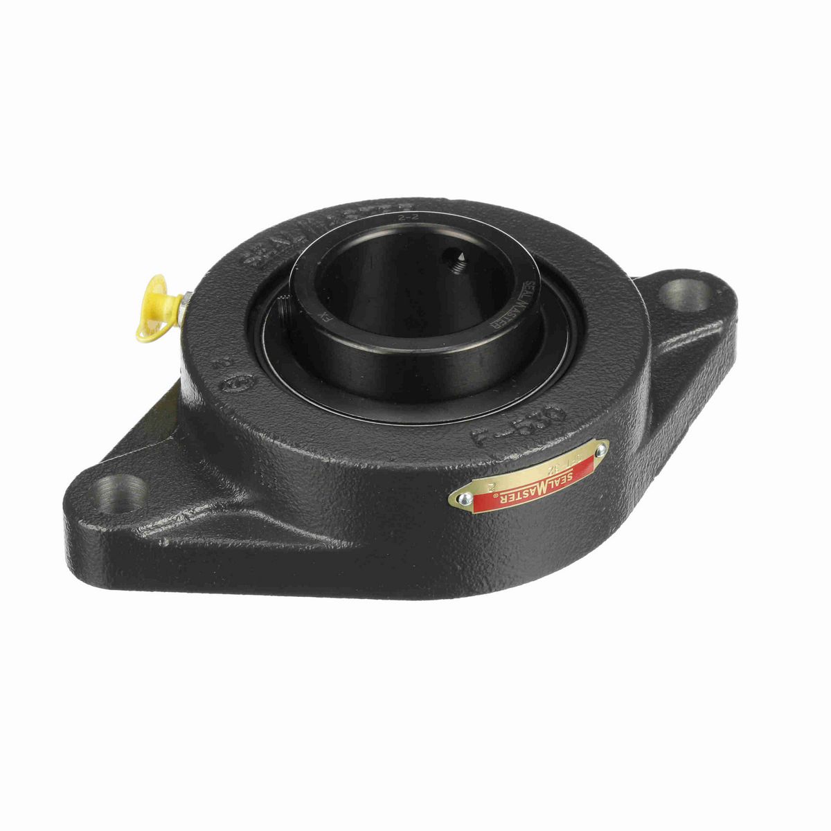 Sealmaster Mounted Cast Iron Two Bolt Flange Ball Bearing - 52100 Bearing Steel, Black Oxided - Setscrew Lock - SFT-32