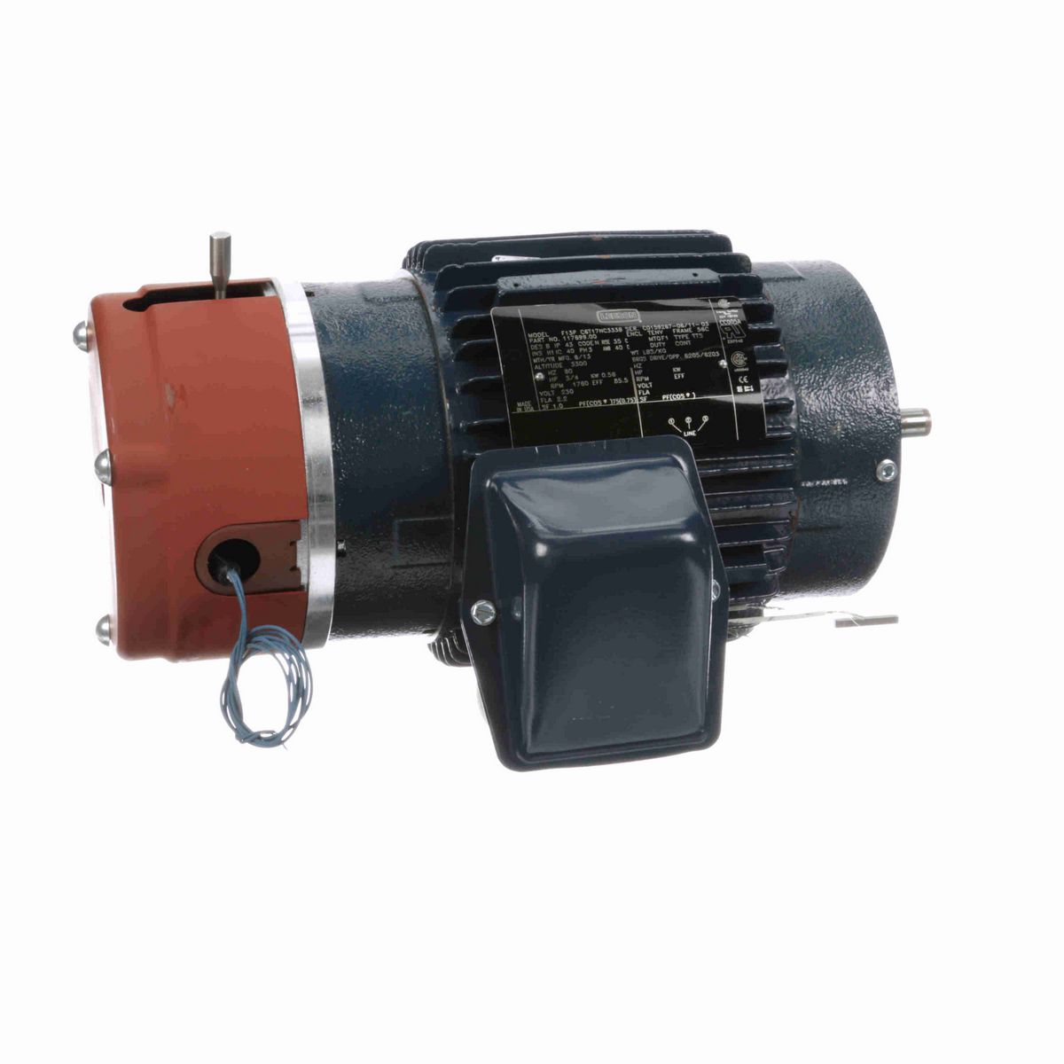 LEESON Brake Motor, 0.75 HP, 3 Ph, 60 Hz, 230 V, 1800 RPM, 56C Frame, TENV - 117699.00