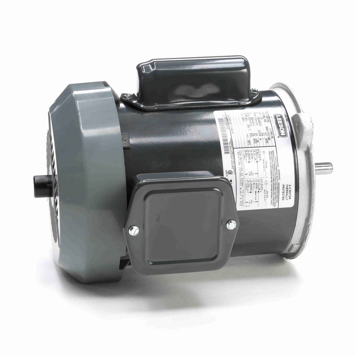 LEESON Auger Drive Motor, 0.50 HP, 1 Ph, 60 Hz, 115/208-230 V, 1800 RPM, 56YZ Frame, TEFC - 117888.00